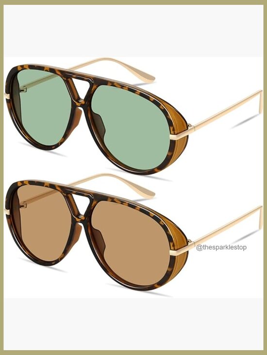 Oversized Retro Aviator Sunglasses with UV400 Protection main image 6
